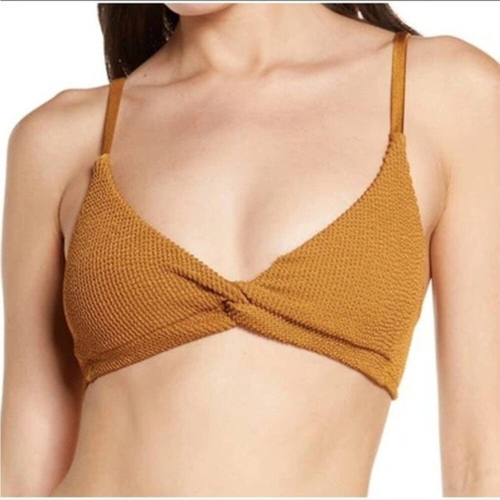 NWT Good American Crinkle Always Fits Twist Top Bronze Brown Size 1 (Small)